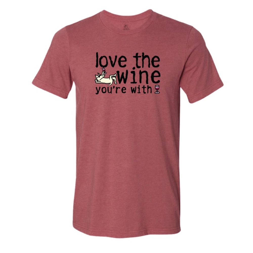 Love the Wine You're With Unisex XL Crewneck Short Sleeve Heather Red Tee NWT